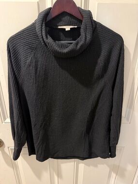 LOFT Charcoal Ribbed Cowl Neck Sweater Size M SMOKE FREE HOME